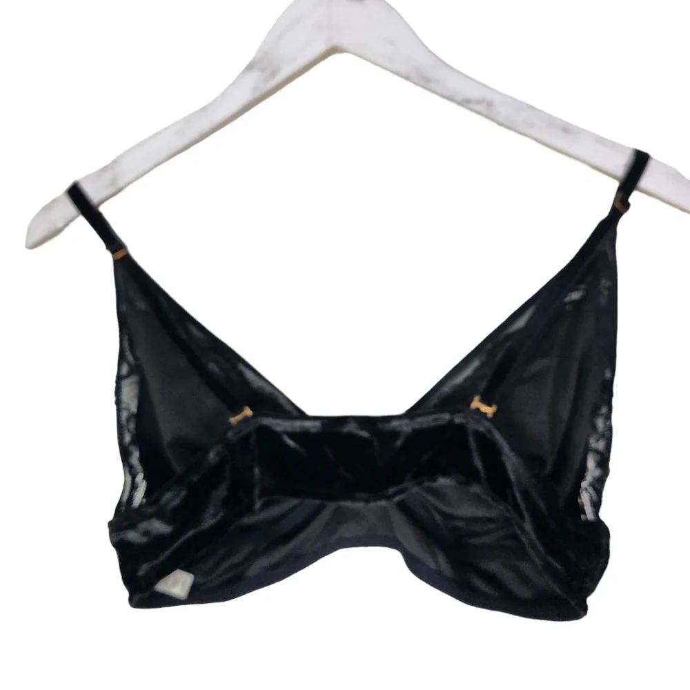 SOMA Bralette Womens Extra Large Black Velvet Illusion Bra Lace Mesh Wireless XL - Picture 5 of 8